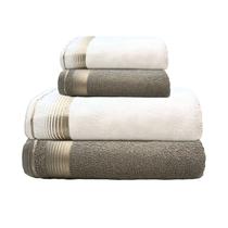 Jogo de Toalha 4 Peças - Banhão - Luxo - 100% Algodão - BRK Cor: Branco / Cinza
