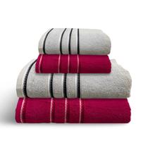 Jogo de Toalha 4 Peças - Felpuda - Mônaco - 100% Algodão - Margex Cor: Vinho / Cinza Jogo de Toalha 4 Peças - Felpuda - Mônaco - 100% Algodão - Margex Cor: Vinho / Cinza