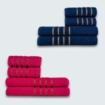 Jogo De Toalha 8 Pea Coleo Montreal 100% Algodo Azul+rosa