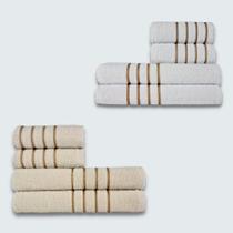 Jogo De Toalha 8 Pea Coleo Montreal 100% Algodo Branco+bege Jogo De Toalha 8 Pea Coleo Montreal 100% Algodo Branco+bege