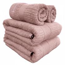 Jogo De Toalha Banhão Gigante Buddemeyer Fio Penteado Canelado 4pçs Algodão Macio