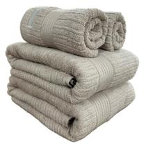 Jogo De Toalha Banhão Gigante Buddemeyer Fio Penteado Canelado 4pçs Algodão Macio