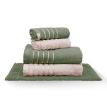 Jogo De Toalha Banhão Golden 5 Peças Gramatura 500 Verde Bandeira/rosa Gloss