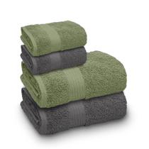 Jogo De Toalha Banhão Indiana Intense 100% Algodão 4 Peças Gramatura 600 Chumbo/alecrim Jogo De Toalha Banhão Indiana Intense 100% Algodão 4 Peças Gramatura 600 Chumbo/alecrim