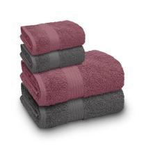 Jogo De Toalha Banhão Indiana Intense 100% Algodão 4 Peças Gramatura 600 Chumbo/orquídea