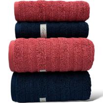 Jogo de Toalha Banho 04 Peças Loft - Terracota/Azul Marinho - (02 Banho + 02 Rosto) - LMpeter