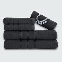 Jogo de Toalha Banho 5 peças Verona 100% Algodão Preto