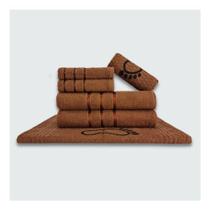Jogo De Toalha Banho 6 Peças Viena 100% Algodão Marrom