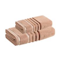 Jogo de Toalha Banho e Rosto Lumina Unika Karsten Rosa Deserto Fio Penteado