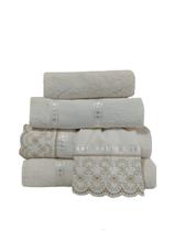 Jogo De Toalha Banho Gigante Luxo Nobre Bordadas 5 Peças Palha Jogo De Toalha Banho Gigante Luxo Nobre Bordadas 5 Peças Palha