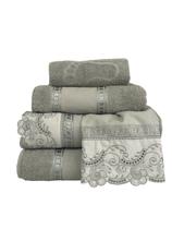 Jogo De Toalha Banho Luxo Nobre Bordadas 5 Peças