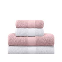 Jogo de Toalha Banho Nobre Natural Algodão Dusty Rose e Branco Buettner
