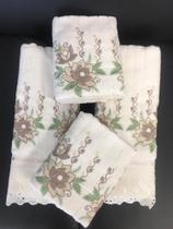 Jogo de toalha bordada 4 pçs