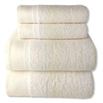 Jogo de Toalha Branca 04 Peças Banhão/Gigante - Eleganz - (02 Banho + 02 Rosto) - LMpeter Jogo de Toalha Branca 04 Peças Banhão/Gigante - Eleganz - (02 Banho + 02 Rosto) - LMpeter