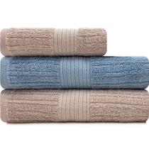 Jogo de Toalha Buddemeyer Fio Penteado Canelado 100% Algodão 3 peças Banho e Rosto