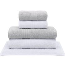 Jogo de Toalha Buettner 5 peças Algodão Egípcio Platine Color Prata e Branco