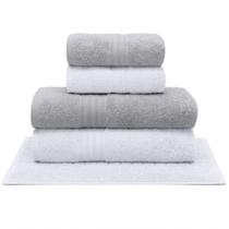 Jogo De Toalha Buettner 5 Peças Platine Cinza E Branco