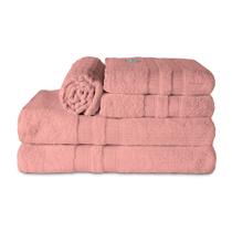 Jogo de Toalha Completo 5 Pçs de Banho, Rosto e Piso 100 Algodão gramatura 400 g/m2 Paris Rosa