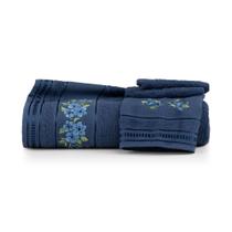 Jogo de toalha de banho 2 peças Premium Bordado Azul