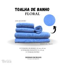 Jogo De Toalha De Banho e Rosto 5 Peças Gigante Briza Floral - Azul Jogo De Toalha De Banho e Rosto 5 Peças Gigante Briza Floral - Azul