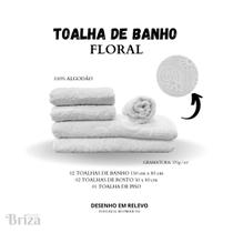 Jogo De Toalha De Banho e Rosto 5 Peças Gigante Briza - Floral Branca