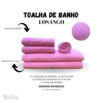Jogo De Toalha De Banho e Rosto 5 Peças Gigante Briza - Losango Rosa