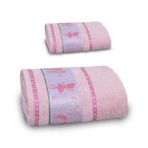 Jogo De Toalha De Banho Infantil 2 Peças Soft Kids Com Lavabo Appel Rosa Fita - Bailarina
