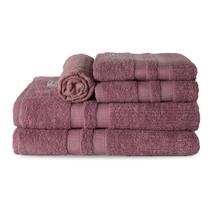 Jogo de toalha de banho paris 05 peças 100%algodão rose