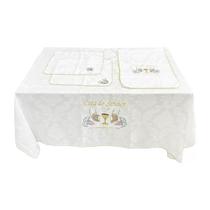 Jogo de Toalha para Mesa de Ceia Bordada Jacar / 2 Metros - Branca