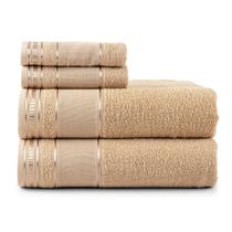 Jogo de Toalha Simples 4 Pçs Banho e Rosto Premium 290g Bege Camurça Jogo de Toalha Simples 4 Pçs Banho e Rosto Premium 290g Bege Camurça