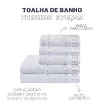 Jogo de Toalha Simples 5 Pçs Banho e Rosto Premium 290g