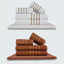 Jogo de Toalhas 10 pçs Coleção Montreal 100% Algodão Branco+Marrom Jogo de Toalhas 10 pçs Coleção Montreal 100% Algodão Branco+Marrom