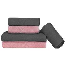 Jogo de Toalhas 100% Algodão Sultan Max Sonhare 5 Peças Gris e Rosa Maciez e Conforto Jogo de Toalhas 100% Algodão Sultan Max Sonhare 5 Peças Gris e Rosa Maciez e Conforto