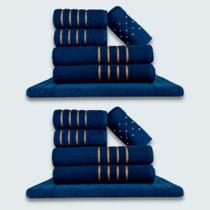 Jogo De Toalhas 12 Pçs Coleção Montreal 100% Algodão Azul.