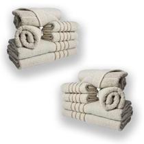 Jogo De Toalhas 12pcs - 4 Banhos 4 Rosto 4 Tapetes Bege