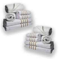 Jogo De Toalhas 12pcs - 4 Banhos 4 Rosto 4 Tapetes Branco