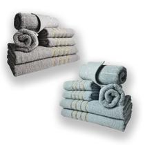 Jogo de Toalhas 12pcs - 4 Banhos 4 Rosto 4 Tapetes Cz+Vd