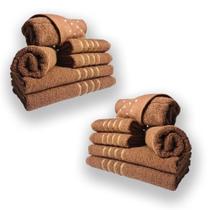 Jogo De Toalhas 12pcs - 4 Banhos 4 Rosto 4 Tapetes Marrom.