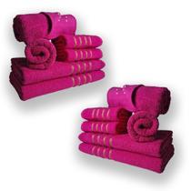 Jogo de Toalhas 12pcs - 4 Banhos 4 Rosto 4 Tapetes Rosa