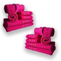 Jogo De Toalhas 12pcs - 4 Banhos 4 Rosto 4 Tapetes Rosa