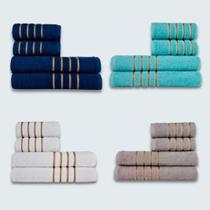 Jogo De Toalhas 16 P Coleo Montreal 100% Algodo Az+vd+br+cz