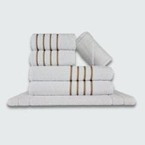 Jogo de Toalhas 2 Banho 2 Rosto 2 Piso - 6 pçs Montreal 100% Algodão - Branco