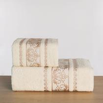 Jogo de toalhas 2 peças jacquard luxo bege