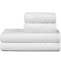 Jogo De Toalhas 4 Pçs Banho E Rosto Finesse 380g-m² 100% Algodão Atlântica Off White