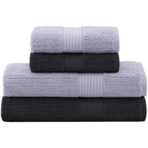 Jogo De Toalhas 4 Peças 70/140 Cinza E Grafite Buddemeyer