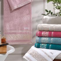 Jogo de Toalhas 4 Peças Banhão 100 Algodão Super Macia Grossa Felpuda Bordado Golden Valletex