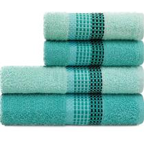 Jogo de Toalhas 4 Peças Banho + Rosto Algodão Venus Camesa - Emcompre