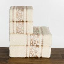 Jogo de toalhas 4 peças jacquard luxo bege