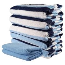 Jogo de Toalhas 6 Peças Kit 5 Banho + 1 Rosto Algodão Alta Absorção Macia Azul E Branca Jogo de Toalhas 6 Peças Kit 5 Banho + 1 Rosto Algodão Alta Absorção Macia Azul E Branca