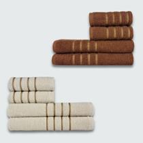 Jogo de Toalhas 8 peça Coleção Montreal 100% Algodão Marrom+Bege